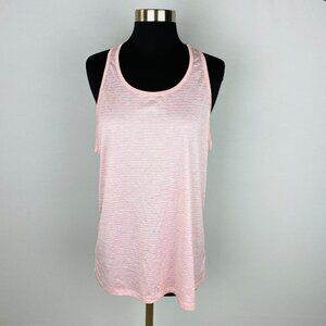 MTA Top Womens Athletic Racerback Light Pink Striped Workout Exercise XL